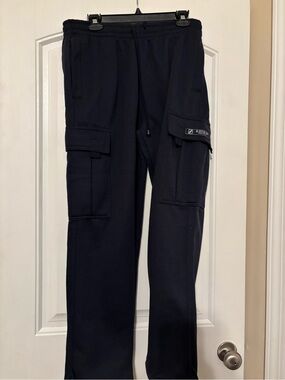 G- Style Men's Black Cargo Sweatpants with Multiple Pockets